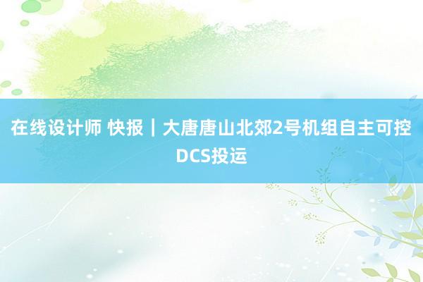 在线设计师 快报｜大唐唐山北郊2号机组自主可控DCS投运