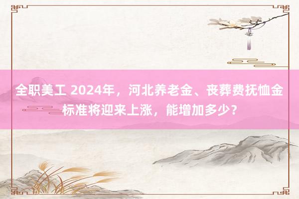 全职美工 2024年，河北养老金、丧葬费抚恤金标准将迎来上涨，能增加多少？