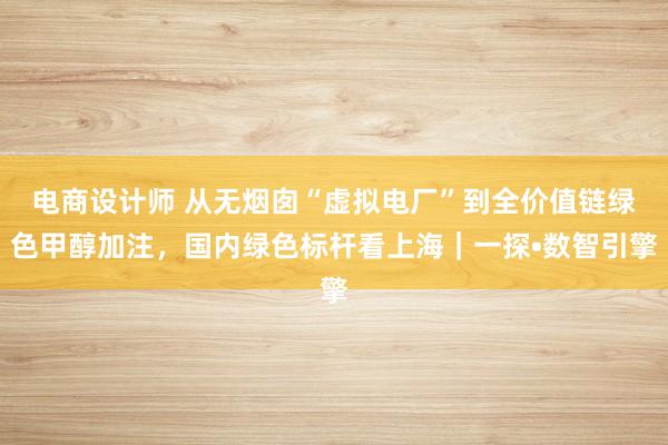 电商设计师 从无烟囱“虚拟电厂”到全价值链绿色甲醇加注，国内绿色标杆看上海｜一探•数智引擎