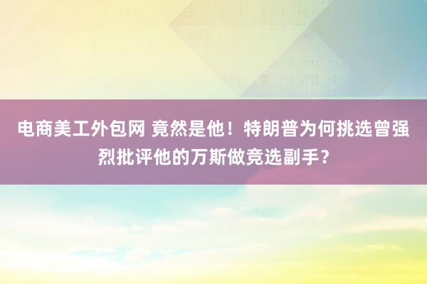 电商美工外包网 竟然是他！特朗普为何挑选曾强烈批评他的万斯做竞选副手？